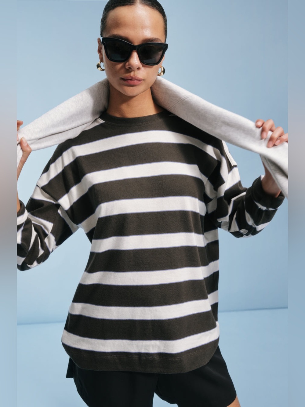 AYR Early Mornings T-shirt - M - Deli Stripe Brown blue white